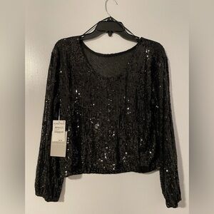 Chelsea28 Black Sequin Blouse
